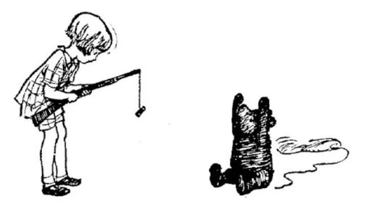 E. H. Shepard illustration of Winnie-the-Pooh from Chapter I