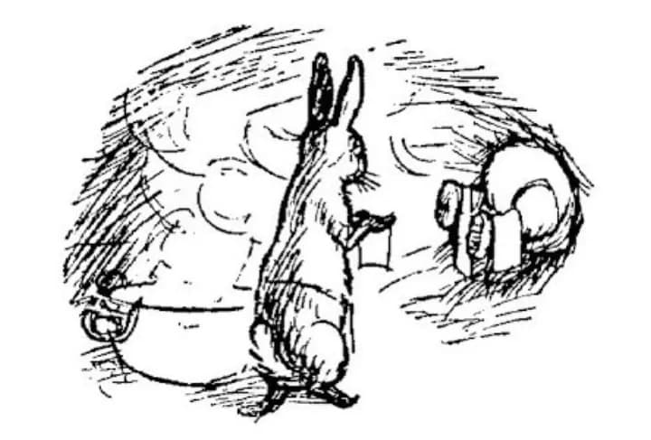 E. H. Shepard illustration of Winnie-the-Pooh with Christopher Robin and Rabbit from Chapter II