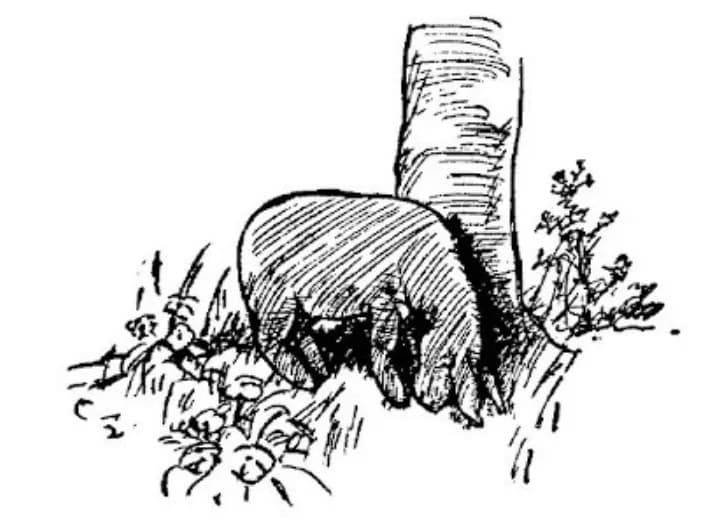 E. H. Shepard illustration of Eeyore and Winnie-the-Pooh from Chapter IV