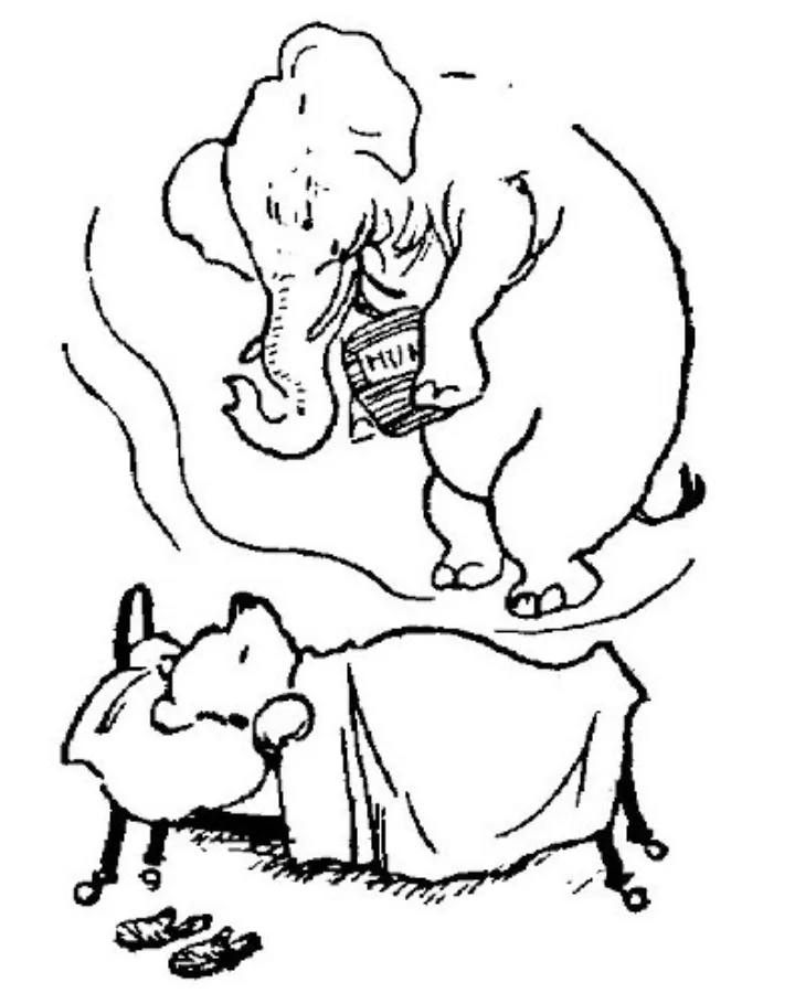 E. H. Shepard illustration of Piglet and Winnie-the-Pooh from Chapter V