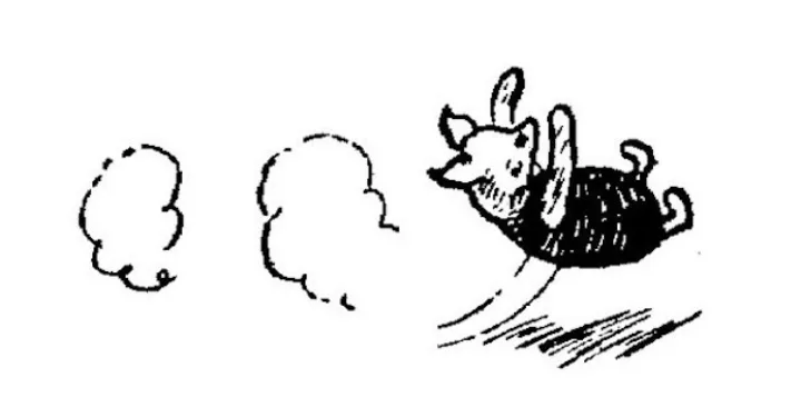 E. H. Shepard illustration of Kanga with Piglet and Roo from Chapter VII