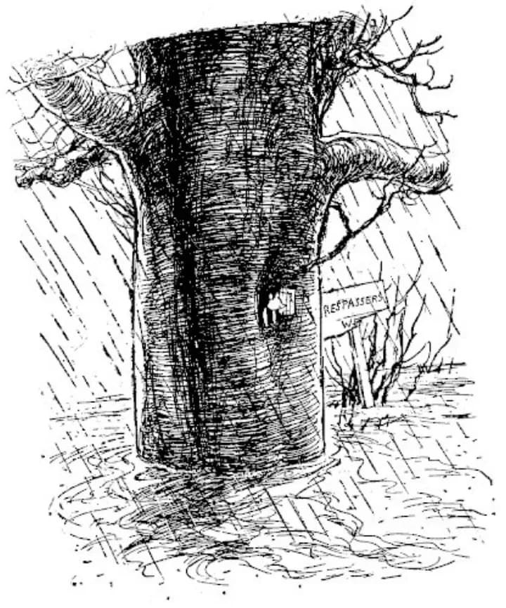 E. H. Shepard illustration of Piglet and Eeyore from Chapter IX