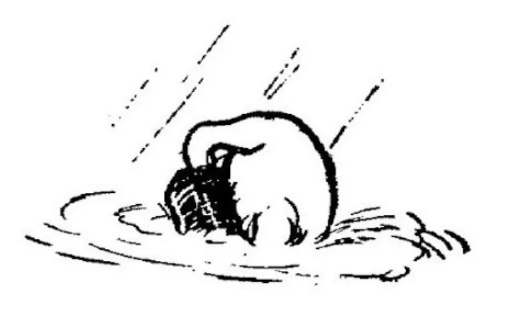 E. H. Shepard illustration of Piglet from Chapter IX